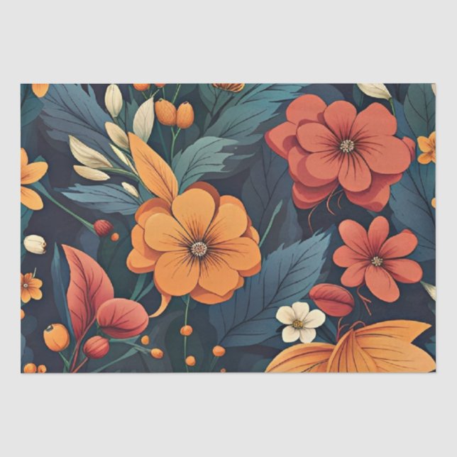 Botanische Kunst, schöne Blumenmuster, Seidenpapier (Vorderseite)