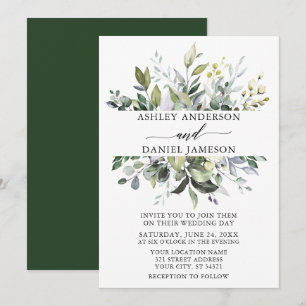Botanische Landschaft Hochzeit Wasserfarbe Elegant Einladung
