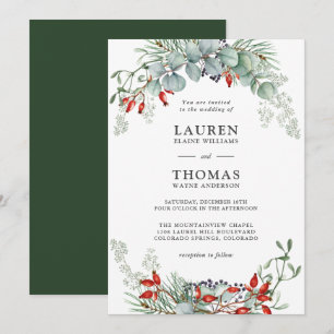 Botanische Landschaft und Berries Hochzeit Einladung
