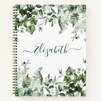 Botanische Landschaft Wasserfarbe Ivy Ferns Sage Notizbuch