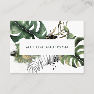 Botanische Laub- und Golddetails des Aquarells Visitenkarte