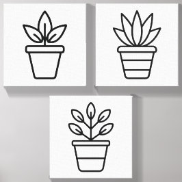 Botanische Leinwand-Wandkunst-Set aus 3 Teilen | H Leinwand Fotofliese