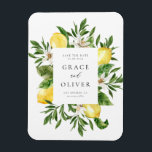 Botanische Lemon-Blüten-Rahmen Save the Date Magnet<br><div class="desc">Behalt es frisch und macht Spaß mit unserem anpassbaren Save the Date Magnet! Mit einem hellen und fröhlichen Aquarellfarben-Zitrone- und Grünrahmen ist dieser Dattelmagnet der perfekte Weg, Ihren Hochzeitstag stilvoll anzukündigen. Die lebhaften Zitronen und das weiche Grün sorgen für ein spielerisches und elegantes Ambiente, das sich ideal für eine Hochzeit...</div>