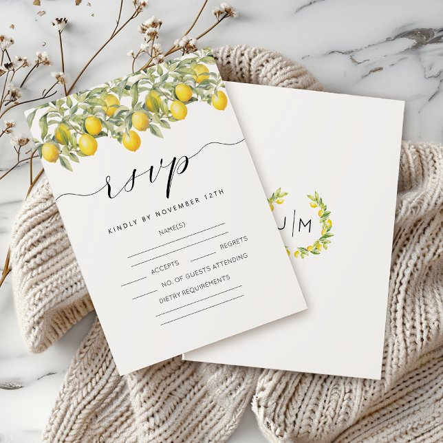 Botanische Lemon Branches Citrus Wedding RSVP Kart Karte (Von Creator hochgeladen)