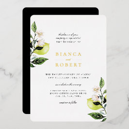Botanische Lemons Hochzeit Folieneinladung