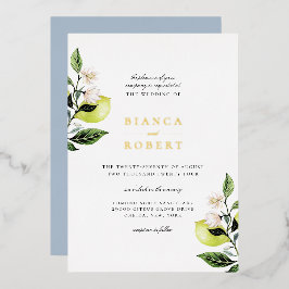 Botanische Lemons Hochzeit Folieneinladung