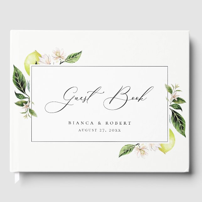 Botanische Lemons Hochzeit Gästebuch (Vorderseite)