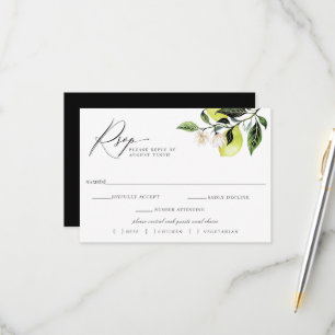 Botanische Lemons Hochzeit RSVP Mahlzeit Karte