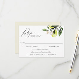 Botanische Lemons Hochzeit RSVP Mahlzeit Karte