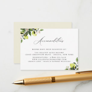 Botanische Lemons Hochzeitsunterkünfte Begleitkarte