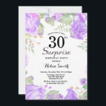 Botanische Lila Blumenüberraschung Einladung<br><div class="desc">Botanische Lila Blumenüberraschung zum 30. Geburtstag Einladung. Blumenrosa-Erbsen Geburtstag Einladung für Frauen. Aquarell Floral Blume. Elegante Blume aus Rosa und Peony. Erwachsener Geburtstag. Weißer HintergrundSchwarz und Weiß. 13. 15. 16. 18. 20. 21. 30. 40. 50. 60. 70. 80. 90. 100. jedes Alter.Für weitere Anpassungen klicken Sie bitte auf die Schaltfläche...</div>