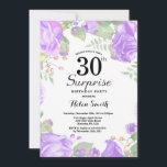 Botanische Lila Blumenüberraschung Einladung<br><div class="desc">Botanische Lila Blumenüberraschung zum 30. Geburtstag Einladung. Blumenrosa-Erbsen Geburtstag Einladung für Frauen. Aquarell Floral Blume. Elegante Blume aus Rosa und Peony. Erwachsener Geburtstag. Weißer HintergrundSchwarz und Weiß. 13. 15. 16. 18. 20. 21. 30. 40. 50. 60. 70. 80. 90. 100. jedes Alter.Für weitere Anpassungen klicken Sie bitte auf die Schaltfläche...</div>