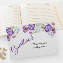 Botanische lila Stiefmütterchen Gästebuch