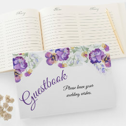 Botanische lila Stiefmütterchen Gästebuch
