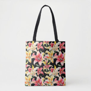 Botanische Lilien Blumen Einkaufstasche Tasche