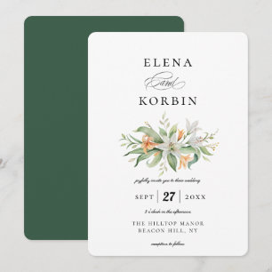 Botanische Lily Floral Bouquet Hochzeit Einladung