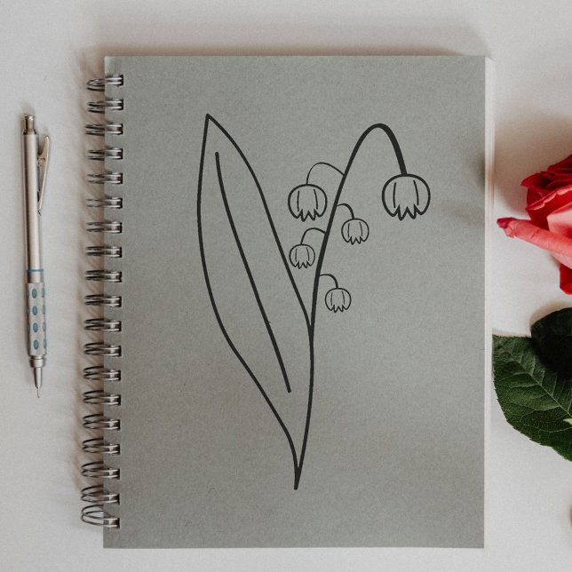 Botanische Lily of the Valley Line Art Blume Gummistempel (Botanical Lily of the Valley Line Art Flower Rubber Stamp)