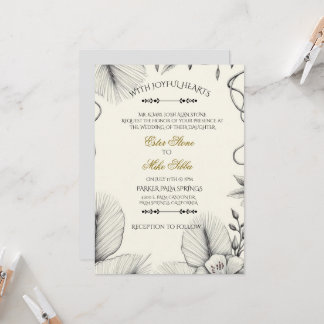Botanische Line-Art-Hochzeitseinladung Einladung