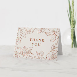 Botanische Linie Art Burnt Orange Danke Karte