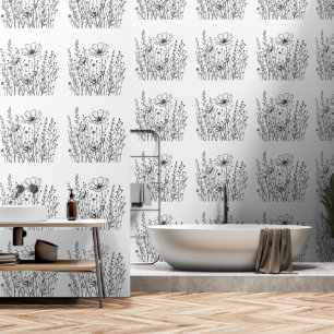 Botanische Linien Kunst-Wallpaper - Eleganter Mini Tapete