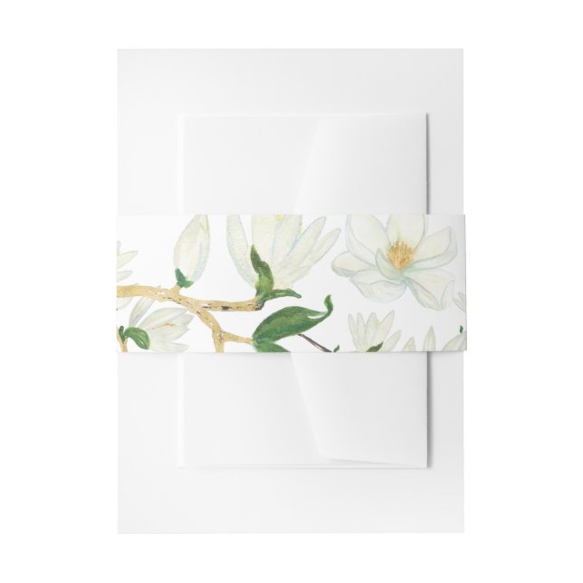 Botanische Magnolia-Blume Einladung Bauchband Einladungsbanderole (Vorderseite Beispiel)