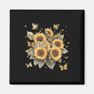 Botanische Malerei von Sonnenblumen Magnet
