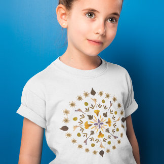 Botanische Mandala-Pressed- Flower-Kunst T-Shirt