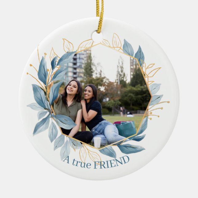 Botanische Marine Blue Friends Life's Beste Keramik Ornament (Vorne)
