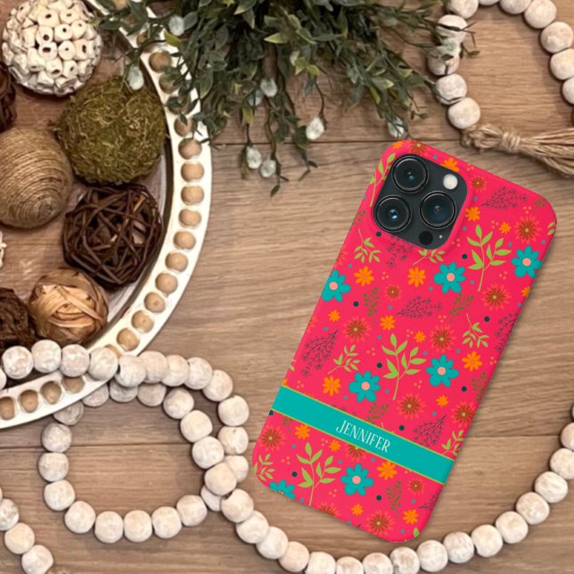 Botanische Moderne rosa Blütenmädchen Case-Mate iPhone Hülle (Von Creator hochgeladen)