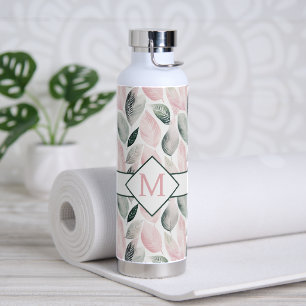 Botanische Monogramm-Blätter Trinkflasche