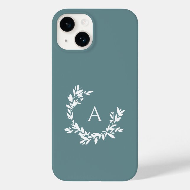 Botanische Monogramm erste Aquamarine Türkis Case-Mate iPhone 14 Hülle (Rückseite)