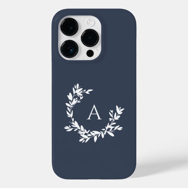 Botanische Monogramm erste Navy Blue Case-Mate iPhone 14 Pro Hülle (Rückseite)
