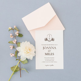 Botanische Monogramm-Hochzeit in elegantem Vintage Einladung