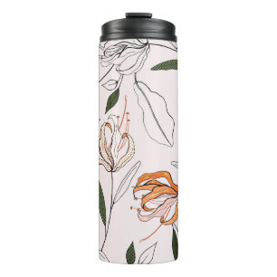 Botanische Motive, abgeschieden, Blume nahtlos. Thermosbecher