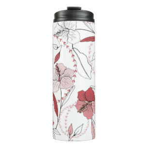 Botanische Motive. Abgeschiedene nahtlose Blume Thermosbecher