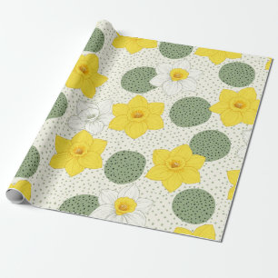 Botanische Narzisse Florales Geometrisches Muster Geschenkpapier