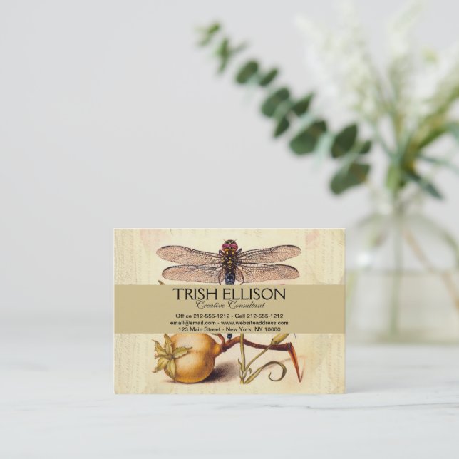Botanische Natur der Libelle Visitenkarte (Stehend Vorderseite)