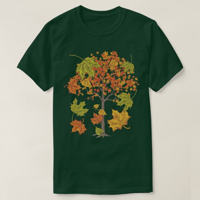 Botanische Natur Herbstwald Thanksgivi T-Shirt (Design vorne)