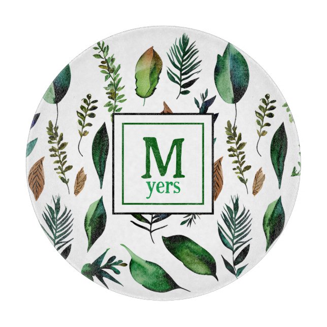 Botanische Natur in Grünblättern Personalisiert Schneidebrett (Vorderseite)