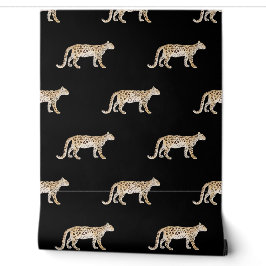 Botanische Natur Leopard Wasserfarbe Moody Black Tapete