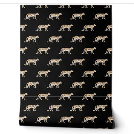 Botanische Natur Leopard Wasserfarbe Moody Black Tapete