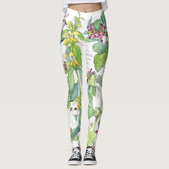 Botanische Nessel-Blumen ganz über Druck-Leggings Leggings (Vorderseite)