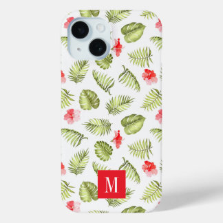 Botanische Palm-Blätter, modern rosa Monogramm Case-Mate iPhone Hülle