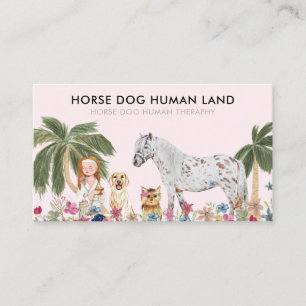 Botanische Palme Rosa PFERD HUND MENSCH THERAPIE Visitenkarte