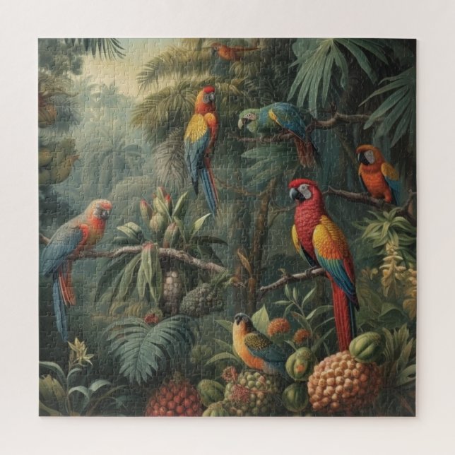 Botanische Papageienlandschaft und Ananas (Vertikal)