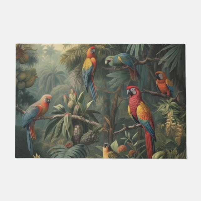 Botanische Papageienlandschaft und Ananas Fußmatte (Vorderseite)