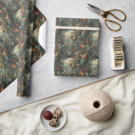 Botanische Papageienlandschaft und Ananas Geschenkpapier