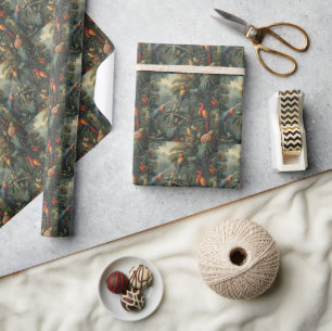 Botanische Papageienlandschaft und Ananas Geschenkpapier