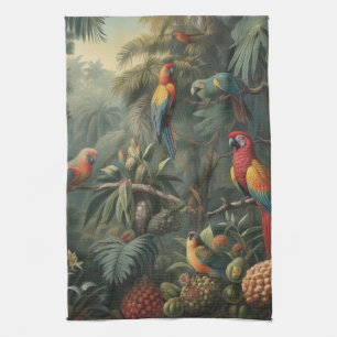 Botanische Papageienlandschaft und Ananas Geschirrtuch