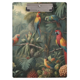 Botanische Papageienlandschaft und Ananas Klemmbrett